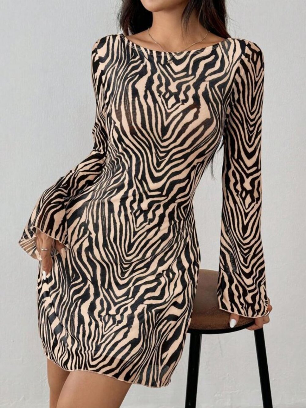 Shein Zebra Print Open Back Mini Dress